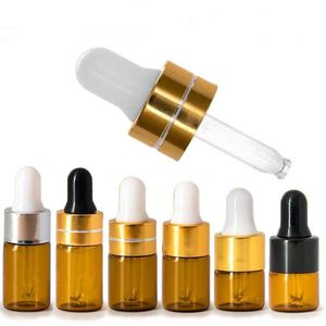 1 ml 2 ml 3 ml Amber Glass Dropper Bottle Bottle Olejki eteryczne Wyświetlacz fiolki Małe surowicy Perum Brązowa butelka próbki F1225 Iuhnn