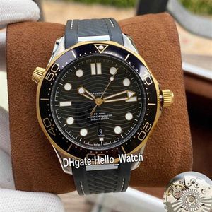 Designer Watches Diver 300m Automatic Mens Watch Black Texture Dial 210 22 42 20 01 001 Tone 18K Gold Case Gummi Strap Sport Disc236L