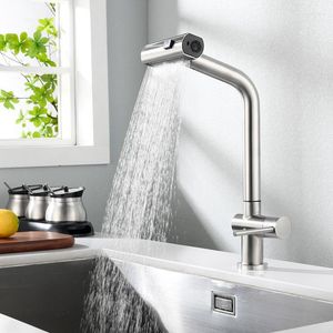 Kitchen Faucets Gunmetal Sink Faucet Pull Out Rotation Waterfall Stream Sprayer Head And Cold Water Mixer Tap