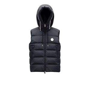 Hat Zipper Hidden Letters Design Mens Down Vest Chest NFC Badge men gilet Winter Hooded puffer vest Asian Size M--3XL238x