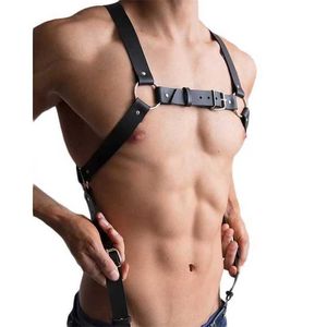 giocattoli sessuali per coppie BDSM Bondage Imbracatura di lingerie sexy per uomo Cintura regolabile in pelle per petto Cintura per spada nera Costume punk Abbigliamento Accessori sessuali