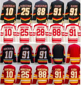 Mens Hockey 25 Jacob Markstrom Jersey Reverse Retro 28 Elias Lindholm 88 Andrew Mangiapane 91 Nazem Kadri 10 Jonathan Huberdeau Heritage Classic Red Beige Black