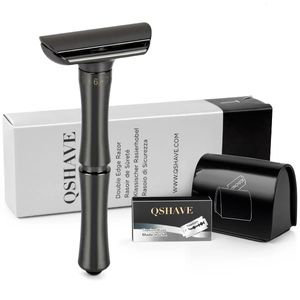 Razors Blades Qshave Matte Svart Justerbar säkerhet Razor Safer Press för att öppna Blade Byte System 1 Avfallshantering 5 231007