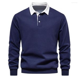 Męskie swetry 2023 Autumn długoterminowy kołnierz polo bluza modna wysokiej jakości swobodny i wszechstronny sweter klapowy