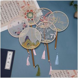 Party Favor Chinese Style Flower Fan Handgjorda konst Ding Embroider Hand Dance Performance Wedding Present MJ1281 Drop Delivery Home Garde Dhgla