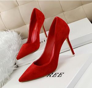 Yeni kadın pompalar süet yüksek topuklu ayakkabılar moda ofis ayakkabıları stiletto parti ayakkabıları kadın konforlu kadın topuklular boyut 34-43