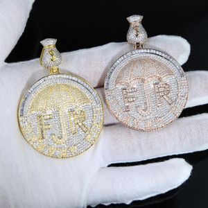 Новый Iced Out Money Dollar Зонтик Forever Rich Ожерелье с буквами Двухцветный цвет Bling 5A Кубический циркон CZ Подвеска Хип-хоп Jewelry273B