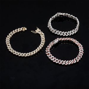 Bracciale da donna CZ Miami Cuban Link Bracciale con diamanti Braccialetti con diamanti da 8 mm con chiusura bloccata Braccialetti con zirconi cubici da 7 pollici 8in2032