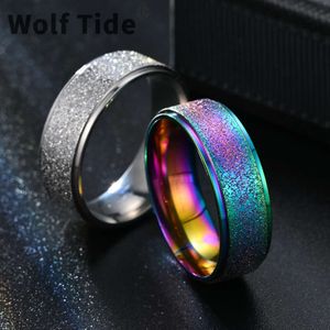 8mm Niche Titanium Stainless Steel Frosted Couple Ring Female Korean Style Fashion Rose Gold Wedding Engagement Finger Ring Bijoux Jewelry Accessories Wholesale