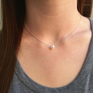 Halsketten mit Anhänger, schwebende Perlenkette, zierliche, einfache, alltägliche Halsketten, Brautjungfern-Halsketten1205C