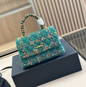 Coco Handle Designer Handbag Crossbody Axel Bag Lady Clutch Bag Luxury Tote Chain Bag Vintage Top Quality Woolen Tyg Purse 23*14cm