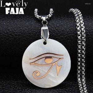 Pendant Necklaces 2023 Fashion Eye Shell Stainless Steel Statement Necklace Women Rose Gold Color Pendants Jewerly Collier Femme N19583