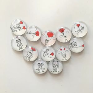 Magneti per frigo 12 pz/lotto Simpatico magnete per frigo in vetro rotondo Adesivi per messaggi di cartoni animati per regalo Decorazione domestica 231007