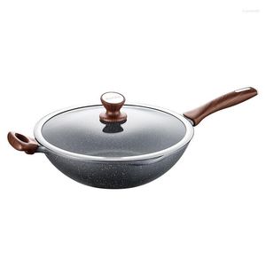 Pans Stone Color Non-Stick Pan Household Braising Frying Induction Cooker Cooking Kitchenware All-in-One Pot