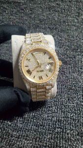 Rolaxs Watch Luxury Diamond Watches 2023 New Iced Out Diamonds Watch Pass TT ETA 3255ムーブメントメカニカルイエローゴールド最高品質の男性LuxuryWatch Box Inform