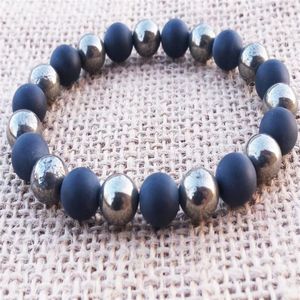 Pulseira masculina de pirita sn1098, pulseira preta fosca de ônix, proteção com contas de pedra natural, presentes para him261r