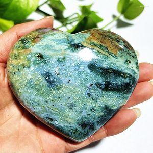 Estatuetas decorativas oceano natural jasper pedra de cristal amor coração mineral amostra decoração do quarto casa pedra preciosa meditação espiritual reiki