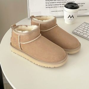 Mulheres Botas de Neve Austrália Ultra Mini Designer Bota Plana Mules Pele De Carneiro Couro Lã Tornozelo Botas Sapatos De Inverno Areia Castanha Preto