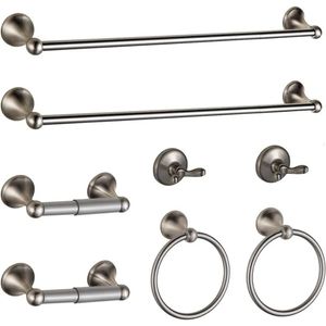 Badtillbehör Set Badrum Hårdvaruuppsättning Borstad Nickel Justerbar utbyggbar Badhanddukstänger Badrum Tillbehör Set Handduk Rack 8-stycken 231007