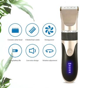 Electric Shavers Professional Hair Clipper Men's Barber Beard Trimmer Rechargeable Ceramic Blade Hair Cutting Machine Adult Kid Haircut Low Noise 231006