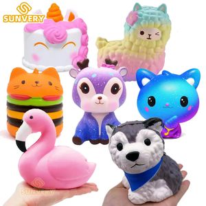 Dekompressionsleksak jumbo squishy kawaii djur enhörning kaka hjort panda squishies långsam stigande stress boll fidget leksaker pressa mat leksaker för barn 231007