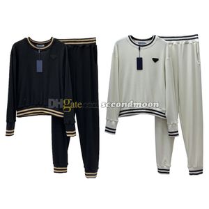 Women Knitted Pants Crew Neck Knits Pullovers Elastic Waist Sport Pants Autumn Winter Tracksuit