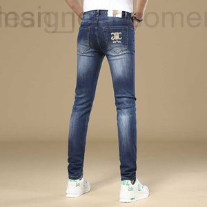 Jeans masculinos designer designer primavera novo emblema marca de moda europeia calças slim-fit calças elásticas wgbg 0oai