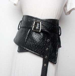 Bälten Kvinnor Runway Fashion Patent Pu Leather Cummerbunds Female Dress Corsets Waistband Decoration Wide Belt R1521