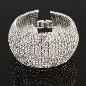 Bangle Luksusowa bransoletka z rhinestone dla kobiet Kryształowa mankiet Bransoletka ślubna bransoletka dla złota srebrna bransoletka biżuteria 231006