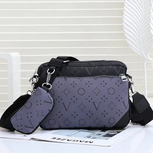 Luxurys designer väskor män 3 st -uppsättningar trio läder svart blommor messenger handväska crossbody väskor shopping väska vanlig axelväska handväskor kvinnor plånböcker pursar tygväska