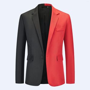 Мужские куртки Дизайнерские офисные сращивания двух цветов с контрастными лацканами Деловая куртка Верхняя одежда Кардиган Пальто