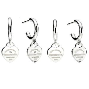 Es Designer Schmuck Frauen Original Qualität Temperament Sterling Silber Herzförmigen Diamant Anhänger Di Familie Liebe Ohrringe