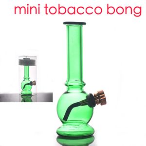 Großhandel bunte MINI Green Hookah Günstige Reise Glas Wasser Dab Rig Bong mit Metalltabak Räucherschale Weihnachtsgeschenk