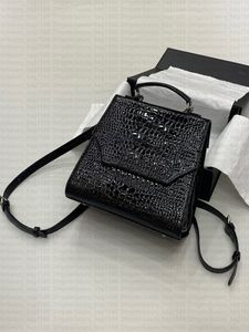 Bolsa de ombro crossbody feminina de couro de crocodilo com padrão cruzado de metal de couro brilhante bolsa de designer de luxo