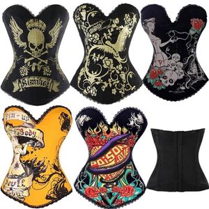 Espartilho superior punk sexy espartilho bustier crânio espartilhos moda corselet feminino festa de halloween club wear topos plus size S-2XL3052