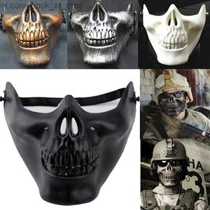 Máscaras de festa Halloween Meia Face Máscaras Traje Festa Crânio Máscara Wargame Máscara Tática Motocicleta Party Prop Cusume Crânio Máscara Meia Face Máscaras Q231007