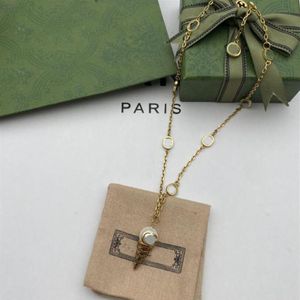 Clássico sorvete pingente colares moda marca de luxo designer pérola carta brinco para festa de casamento feminino presente jóias com b1751