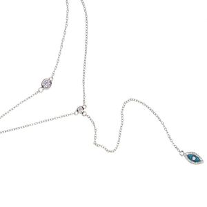 factory fine 925 sterling silver rose gold color rhodium Bling sparking cz evil eye lariat choker double layer delicate sexy women218s