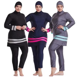 Roupa de banho muçulmana Hijab Muslimah Maiô Islâmico Cobertura Completa Patchwork Burkini Grande Plus Size283q