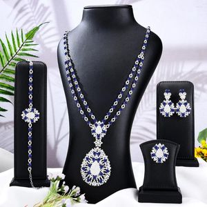 Necklace Earrings Set Soramoore Gorgeous Luxury 2 Layers Bracelet Ring Jewelry Super Bridal Wedding Accessories High Quality