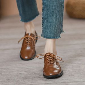 Hausschuhe Spleißen Leder Oxford Schuhe Frau LaceUp Wohnungen Karree Derby Loafers Femme Dicke Low Heels Täglichen Mocasines Damen Turnschuhe 231006