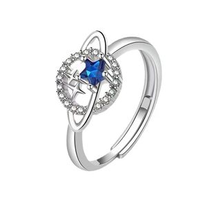 New Planet Ring Female Sapphire Fantasy Five Point Star Opening Adjustable Ring Ocean Heart