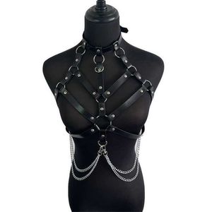 sex toys for couples Bdsm New Sexy Women Pu Leather Lingerie Bra Adjustable Neck Gothic Chain Belt Garter Belts