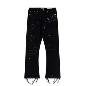 ДИЗАЙНЕРЫ Мужские джинсы GA Раскрашенные брызги чернил на брюках с дырками Уличная поп-мода Качественные классические мужские джинсовые брюки больших размеров M-XXL222E