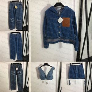 Kvinnor denimjacka designer broderade raka byxor sexig jean skörd topp casual stil vindbrytare294r