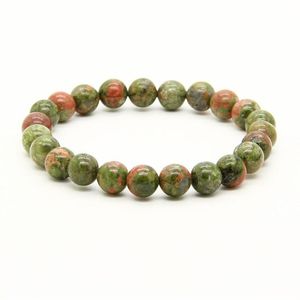 Hela 10st Lot Mix Colors 8mm god kvalitet Unakite Black Dragon Venes African Turquoise Stone Energy Pärlade armband250R