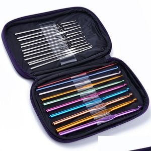 Tyg och sy praktiskt 22 st/set MTI aluminiumnålar Coghet Hooks Set Knitting Needle Tools with Case Garn Craft Kit ZA0921 DRO DHIS4