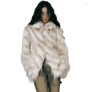 Женское меховое пальто S-9XL, ретро, смешанные цвета, с кисточками, длинные волосы, имитация одежды, осенне-зимнее плотное свободное пальто для пикантных девушек