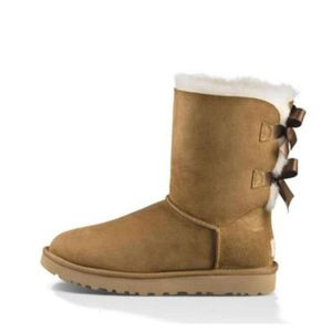 2023 neue Uggit-Stiefel für Damen, Winter, Luxurys, Designer-Mädchen, klassische Uggit-Damen-Schneestiefel, Knöchel, kurze Schleife, Mini-Fell, Schwarz, Kastanie, Rosa, Bowtie-Damenschuhe im Freien