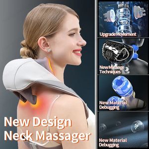 Back Massager Face Electric Shiatsu Neck Heat Portable Relax 6d Kneading Massage Shoulder Foot Health Care Mach 231006